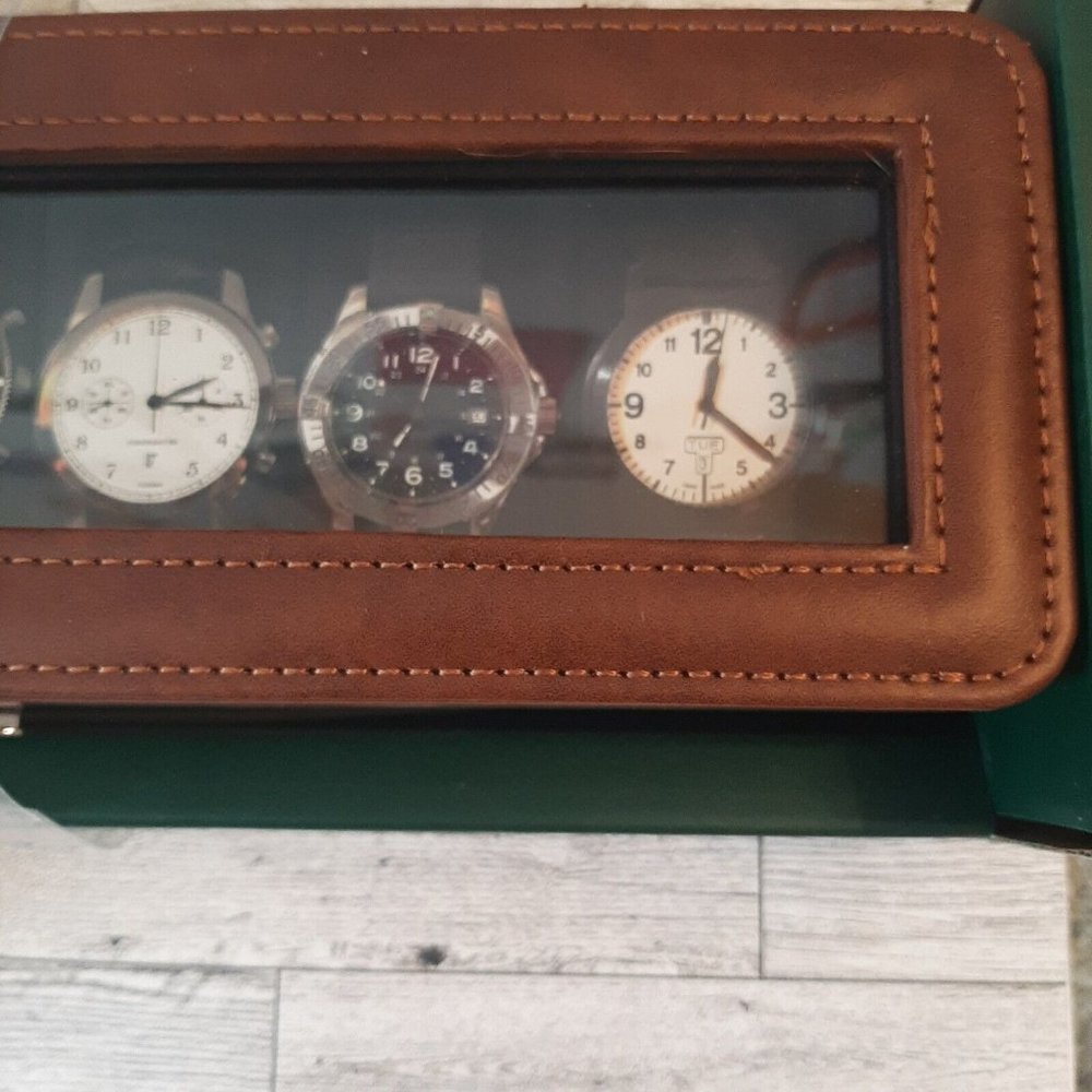 6 Piece Watch Case Woodburry Brown New in Box - Picture 5 of 14